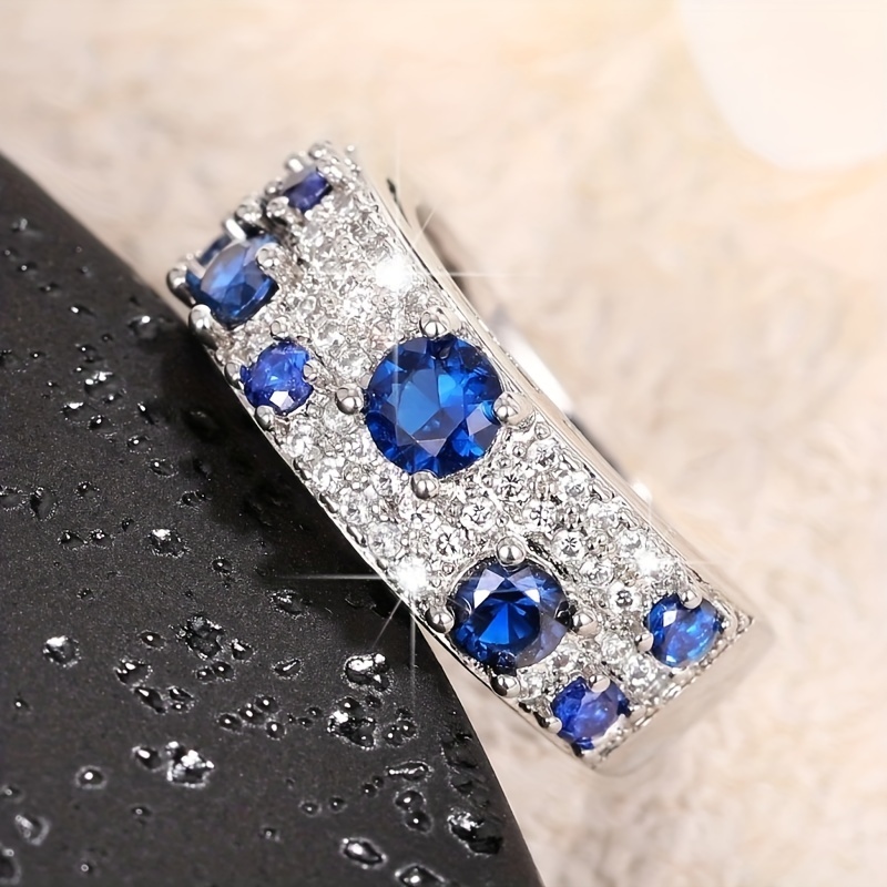New Fashion Blue Synthetic Gemstone Ring for Women